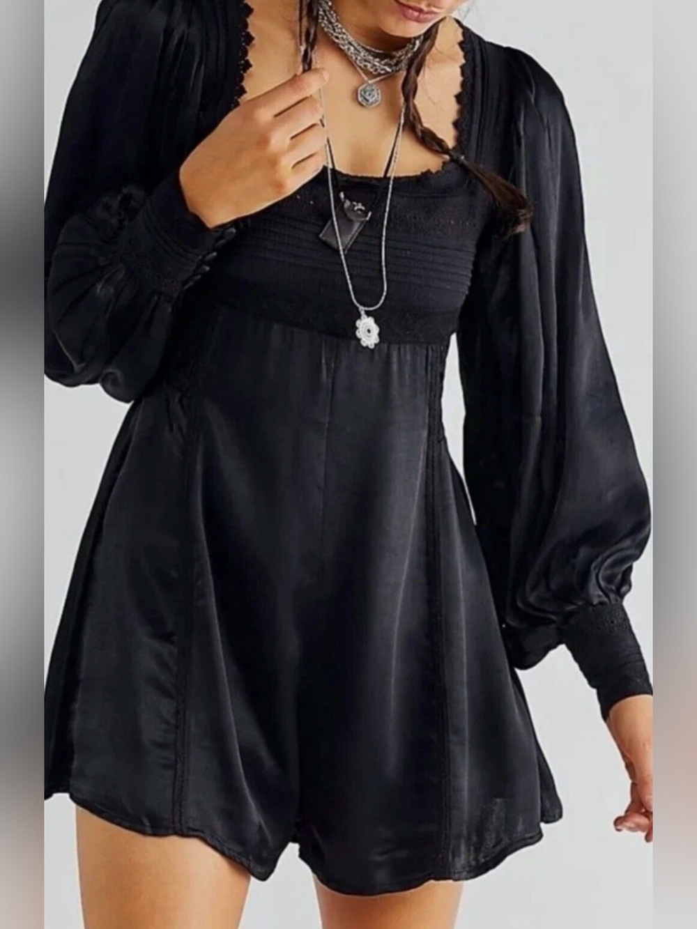 Free People Black Long-Sleeve jumpsuit